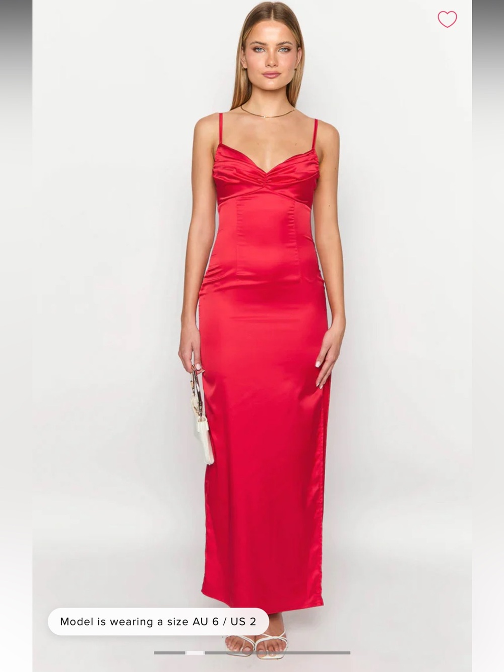 BEGINNING BOUTIQUE Honey Red Satin Maxi Dress Size 4